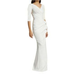 Chiara Boni La Petite Robe Florien White Ruched Gown US 8 / IT 44 NWT